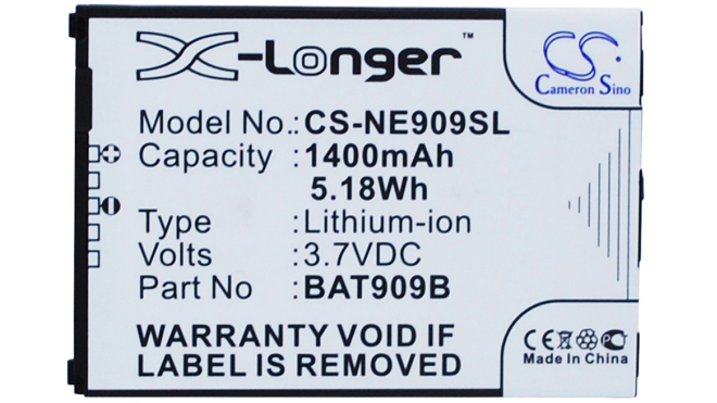 Аккумуляторная батарея BAT909B для телефонов, смартфонов NEC. Артикул iB-M2356.Емкость (mAh): 1400. Напряжение (V): 3,7