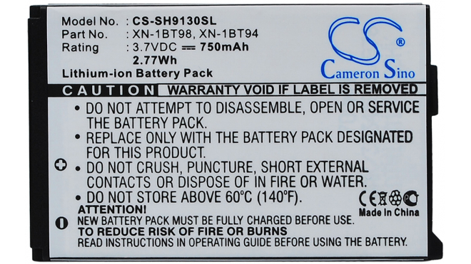 Аккумуляторная батарея XN-1BT94 для телефонов, смартфонов Sharp. Артикул iB-M2831.Емкость (mAh): 750. Напряжение (V): 3,7