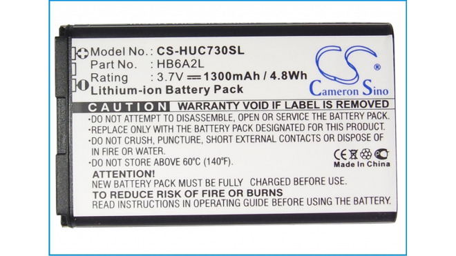 Аккумуляторная батарея для телефона, смартфона Huawei C7260. Артикул iB-M2012.Емкость (mAh): 1300. Напряжение (V): 3,7