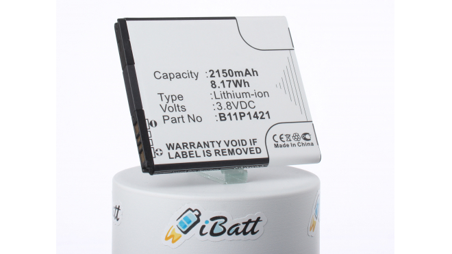 Аккумуляторная батарея iBatt iB-M1306 для телефонов, смартфонов AsusЕмкость (mAh): 2150. Напряжение (V): 3,8