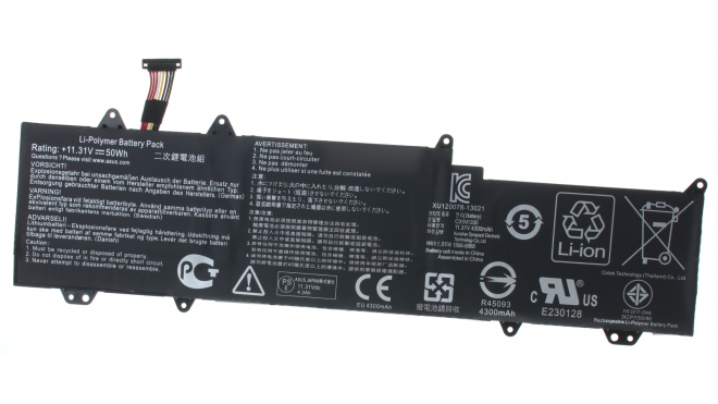 Аккумуляторная батарея C31N1330 для ноутбуков Asus. Артикул iB-A1151.Емкость (mAh): 4400. Напряжение (V): 11,3