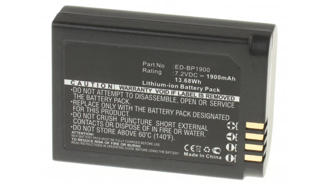 Аккумуляторная батарея ED-BP1900 для фотоаппаратов и видеокамер Samsung. Артикул iB-F445.Емкость (mAh): 1900. Напряжение (V): 7,2