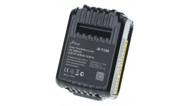 Аккумуляторная батарея для электроинструмента DeWalt DCF886D2. Артикул iB-T186.Емкость (mAh): 3000. Напряжение (V): 18