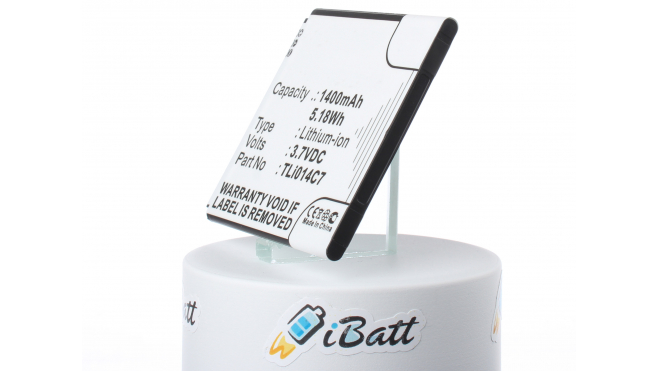 Аккумуляторная батарея TLi014C7 для телефонов, смартфонов Alcatel. Артикул iB-M1221.Емкость (mAh): 1400. Напряжение (V): 3,7
