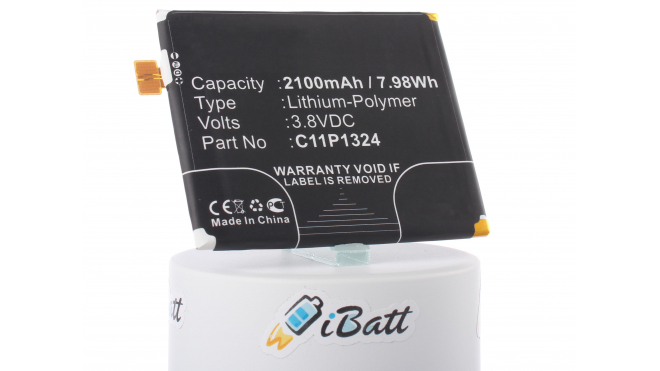 Аккумуляторная батарея C11P1324 для телефонов, смартфонов Asus. Артикул iB-M807.Емкость (mAh): 2100. Напряжение (V): 3,8