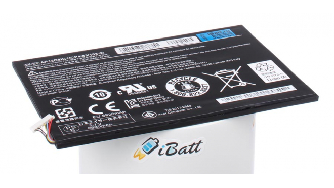 Аккумуляторная батарея для ноутбука Acer Aspire P3-171-5333Y4G12as. Артикул iB-A640.Емкость (mAh): 7300. Напряжение (V): 3,7