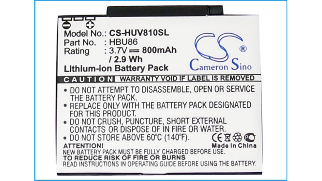 Аккумуляторная батарея для телефона, смартфона Huawei U7200. Артикул iB-M2015.Емкость (mAh): 800. Напряжение (V): 3,7