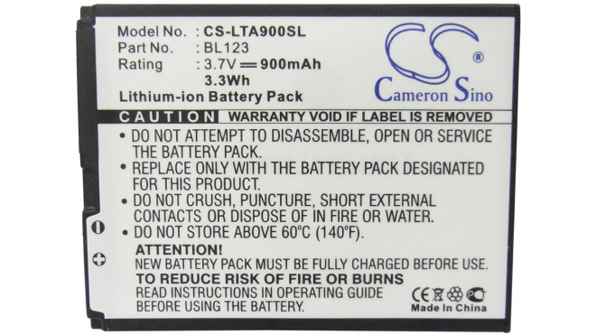Аккумуляторная батарея для телефона, смартфона Lenovo A900. Артикул iB-M2094.Емкость (mAh): 900. Напряжение (V): 3,7