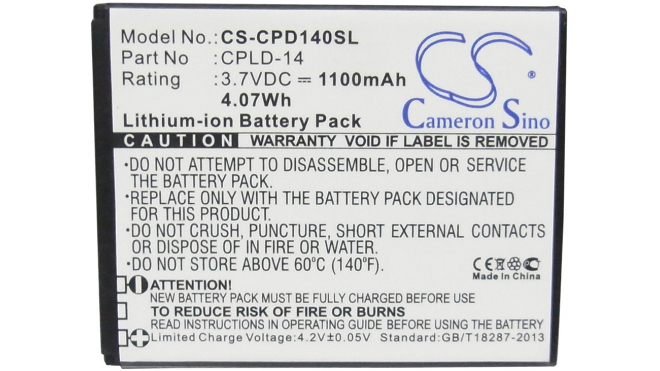 Аккумуляторная батарея для телефона, смартфона Coolpad 8150D. Артикул iB-M1620.Емкость (mAh): 1100. Напряжение (V): 3,7