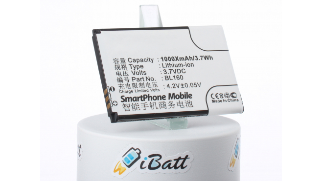 Аккумуляторная батарея iBatt iB-M2101 для телефонов, смартфонов LenovoЕмкость (mAh): 1000. Напряжение (V): 3,7