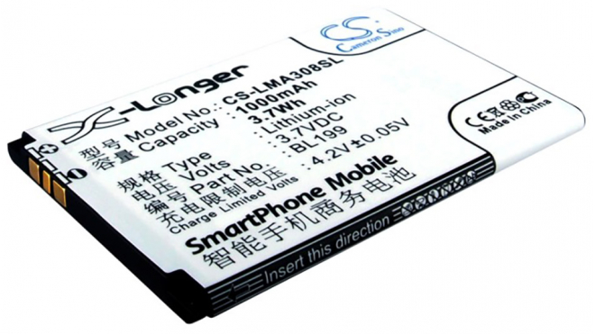 Аккумуляторная батарея iBatt iB-M2108 для телефонов, смартфонов LenovoЕмкость (mAh): 1000. Напряжение (V): 3,7