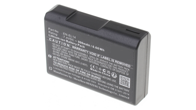 Аккумуляторные батареи для фотоаппаратов и видеокамер Nikon DSLR D3200Емкость (mAh): 900. Напряжение (V): 7,4