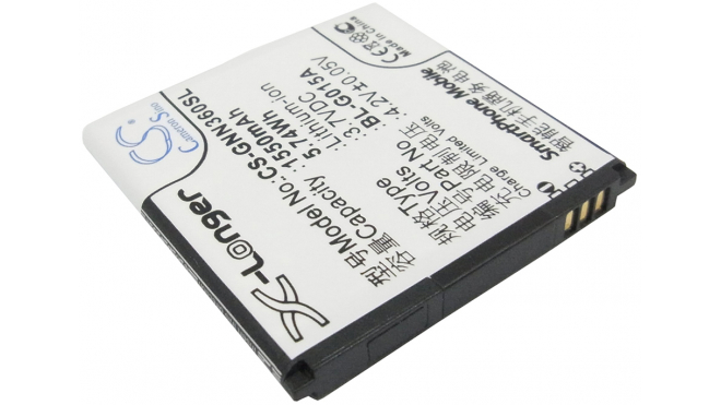 Аккумуляторная батарея BL-G015A для телефонов, смартфонов Gionee. Артикул iB-M1791.Емкость (mAh): 1550. Напряжение (V): 3,7