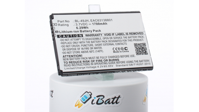 Аккумуляторная батарея iBatt iB-M2159 для телефонов, смартфонов LGЕмкость (mAh): 1700. Напряжение (V): 3,7