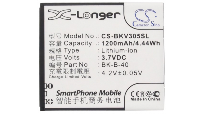 Аккумуляторная батарея для телефона, смартфона BBK VIVO E1. Артикул iB-M1399.Емкость (mAh): 1200. Напряжение (V): 3,7