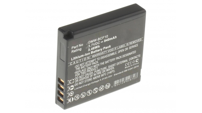 Аккумуляторные батареи для фотоаппаратов и видеокамер Panasonic Lumix DMC-FX48SЕмкость (mAh): 940. Напряжение (V): 3,7