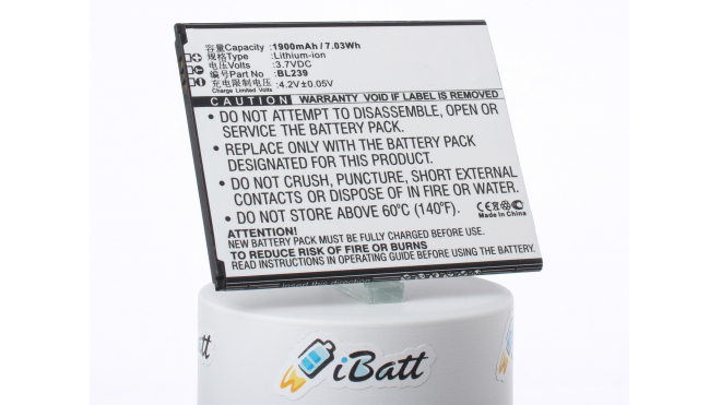 Аккумуляторная батарея iBatt iB-M2112 для телефонов, смартфонов LenovoЕмкость (mAh): 1900. Напряжение (V): 3,7