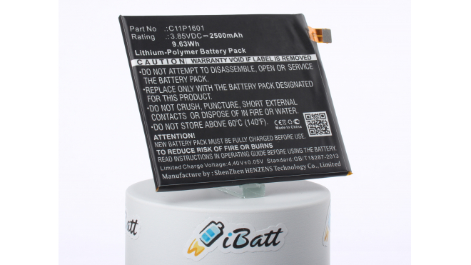 Аккумуляторная батарея iBatt iB-M1315 для телефонов, смартфонов AsusЕмкость (mAh): 2500. Напряжение (V): 3,85