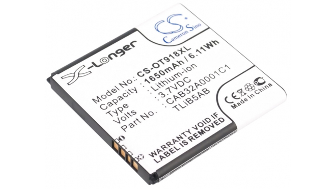 Аккумуляторная батарея CAB32A0001C1 для телефонов, смартфонов Alcatel. Артикул iB-M1247.Емкость (mAh): 1650. Напряжение (V): 3,7