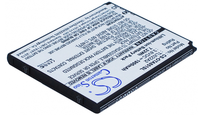 Аккумуляторная батарея iBatt iB-M1225 для телефонов, смартфонов AlcatelЕмкость (mAh): 1900. Напряжение (V): 3,8