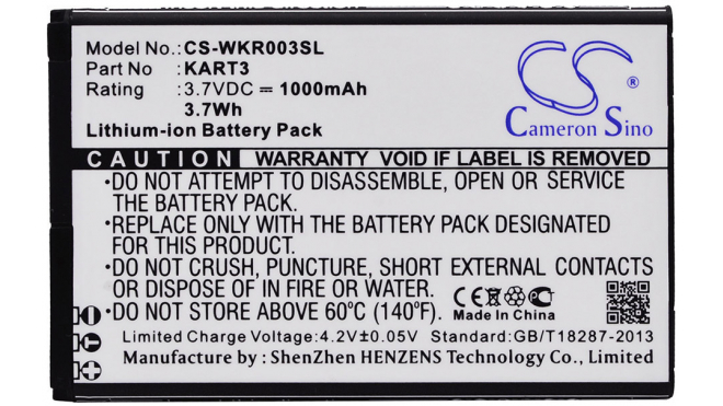 Аккумуляторная батарея для телефона, смартфона Wiko Kart 3. Артикул iB-M2961.Емкость (mAh): 1000. Напряжение (V): 3,7