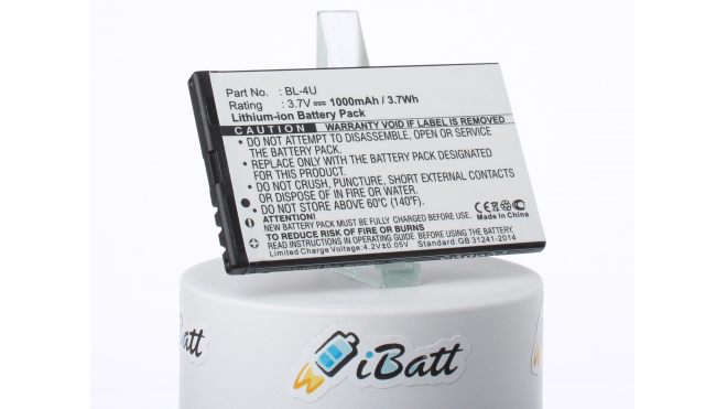 Аккумуляторная батарея BL-4U для телефонов, смартфонов BLU. Артикул iB-M1560.Емкость (mAh): 1000. Напряжение (V): 3,7