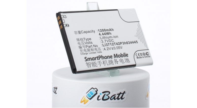 Аккумуляторная батарея Li3712T42P3h634445 для телефонов, смартфонов ZTE. Артикул iB-M1262.Емкость (mAh): 1200. Напряжение (V): 3,7