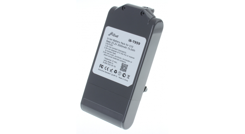 Аккумуляторная батарея для пылесоса Dyson V10 Cyclone series. Артикул iB-T959.Емкость (mAh): 3000. Напряжение (V): 25,2