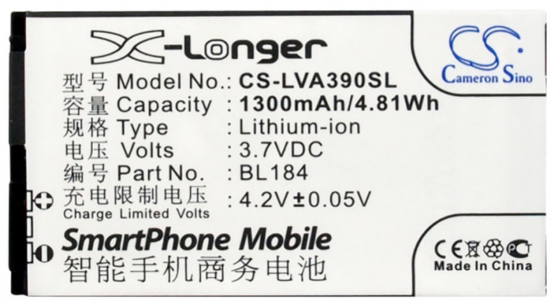 Аккумуляторная батарея для телефона, смартфона Lenovo A390e. Артикул iB-M2105.Емкость (mAh): 1300. Напряжение (V): 3,7