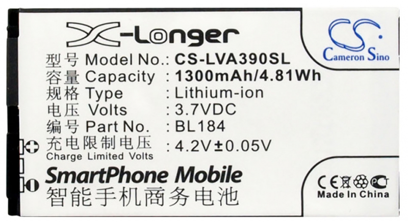 Аккумуляторная батарея iBatt iB-M2105 для телефонов, смартфонов LenovoЕмкость (mAh): 1300. Напряжение (V): 3,7