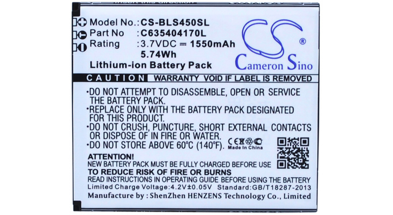 Аккумуляторная батарея C635404170L для телефонов, смартфонов BLU. Артикул iB-M1476.Емкость (mAh): 1550. Напряжение (V): 3,7