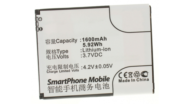 Аккумуляторная батарея для телефона, смартфона ZTE V807 Blade C. Артикул iB-M513.Емкость (mAh): 1600. Напряжение (V): 3,7