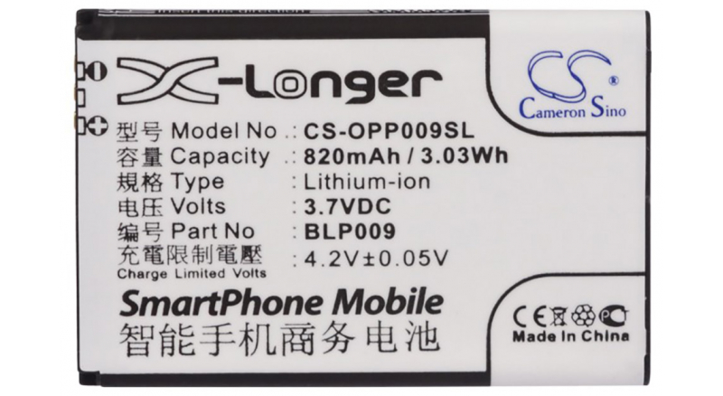 Аккумуляторная батарея для телефона, смартфона OPPO A90. Артикул iB-M2395.Емкость (mAh): 820. Напряжение (V): 3,7