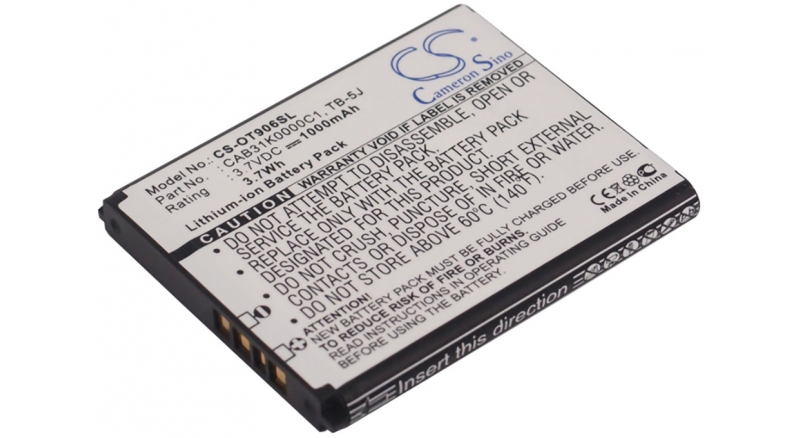 Аккумуляторная батарея TB-5J для телефонов, смартфонов Alcatel. Артикул iB-M1245.Емкость (mAh): 1000. Напряжение (V): 3,7
