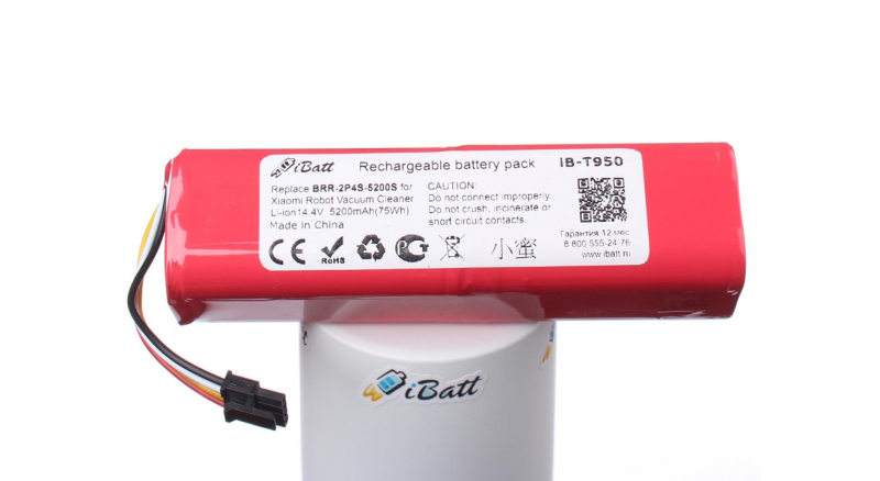 Аккумуляторная батарея для пылесоса Xiaomi Millet Sweeper. Артикул iB-T950.Емкость (mAh): 5200. Напряжение (V): 14,4