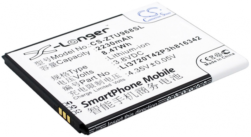 Аккумуляторная батарея iBatt iB-M3049 для телефонов, смартфонов ZTEЕмкость (mAh): 2230. Напряжение (V): 3,8