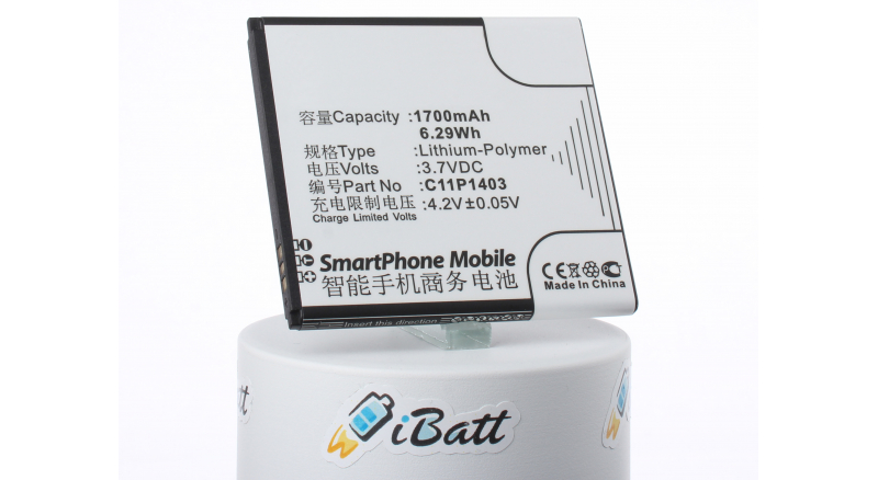 Аккумуляторная батарея C11P1403 для телефонов, смартфонов Asus. Артикул iB-M1308.Емкость (mAh): 1700. Напряжение (V): 3,7
