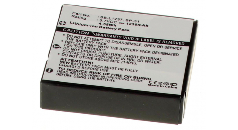 Аккумуляторная батарея CS-SBL1237 для фотоаппаратов и видеокамер Samsung. Артикул iB-F255.Емкость (mAh): 1230. Напряжение (V): 3,7