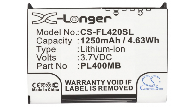 Аккумуляторная батарея CS-FL420SL для телефонов, смартфонов Fujitsu. Артикул iB-M134.Емкость (mAh): 1250. Напряжение (V): 3,7