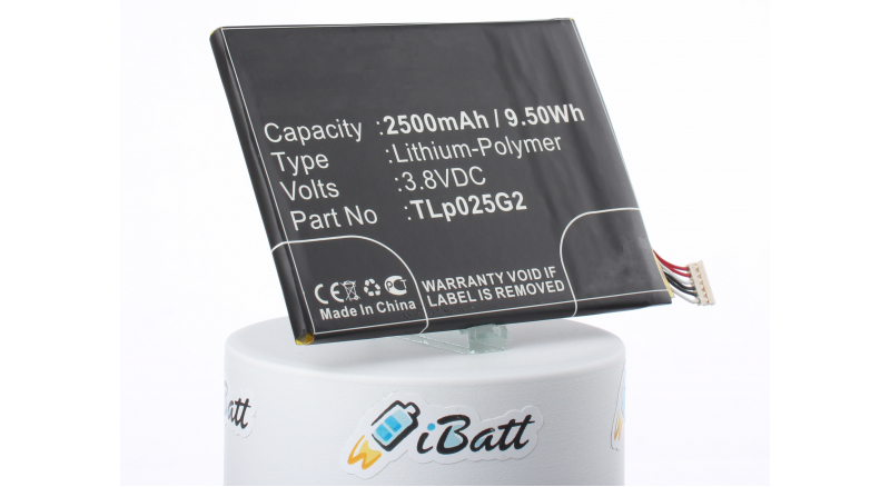 Аккумуляторная батарея TLp025G2 для телефонов, смартфонов Alcatel. Артикул iB-M1214.Емкость (mAh): 2500. Напряжение (V): 3,8