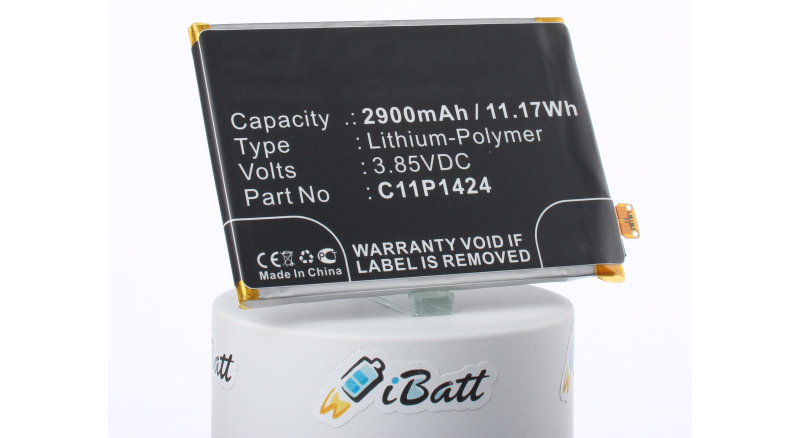 Аккумуляторная батарея C11P1423 для телефонов, смартфонов Asus. Артикул iB-M1324.Емкость (mAh): 2900. Напряжение (V): 3,85