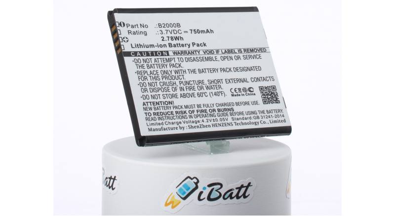 Аккумуляторная батарея iBatt iB-M1839 для телефонов, смартфонов HighscreenЕмкость (mAh): 750. Напряжение (V): 3,7