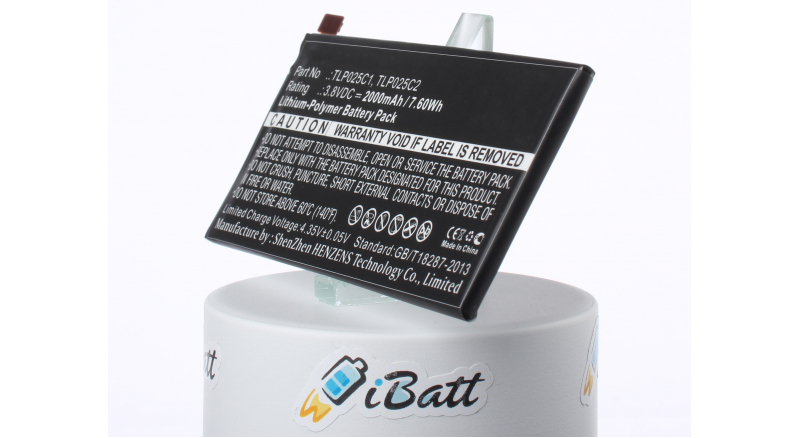 Аккумуляторная батарея TLP025C2 для телефонов, смартфонов Alcatel. Артикул iB-M1228.Емкость (mAh): 2000. Напряжение (V): 3,8