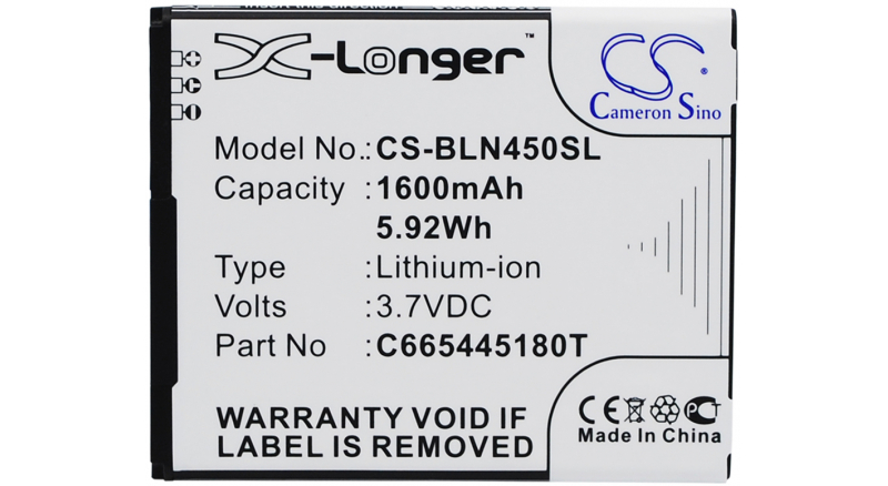 Аккумуляторная батарея C665445180T для телефонов, смартфонов BLU. Артикул iB-M1488.Емкость (mAh): 1600. Напряжение (V): 3,7