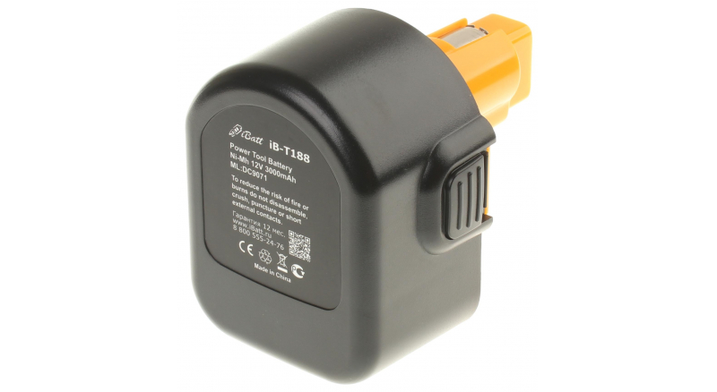 Аккумуляторная батарея DE9074 для электроинструмента DeWalt. Артикул iB-T188.Емкость (mAh): 3000. Напряжение (V): 12