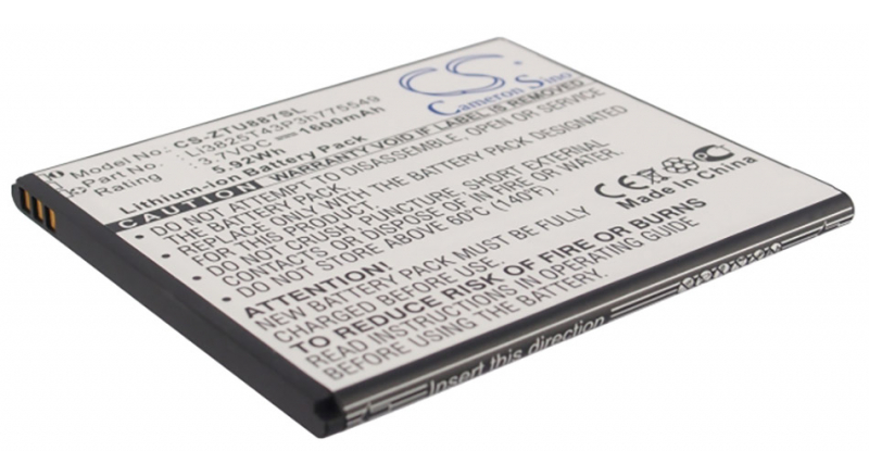 Аккумуляторная батарея iBatt iB-M3016 для телефонов, смартфонов ZTEЕмкость (mAh): 1600. Напряжение (V): 3,7