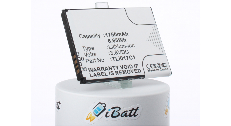 Аккумуляторная батарея TLi017C1 для телефонов, смартфонов Alcatel. Артикул iB-M1223.Емкость (mAh): 1750. Напряжение (V): 3,8