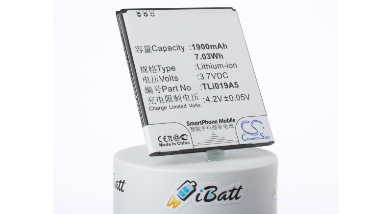 Аккумуляторная батарея TLi018D1 для телефонов, смартфонов TCL. Артикул iB-M1251.Емкость (mAh): 1800. Напряжение (V): 3,8