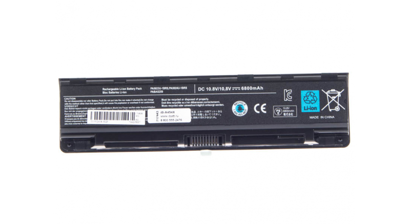 Аккумуляторная батарея для ноутбука Toshiba L875-10G. Артикул iB-A454X.Емкость (mAh): 6800. Напряжение (V): 10,8