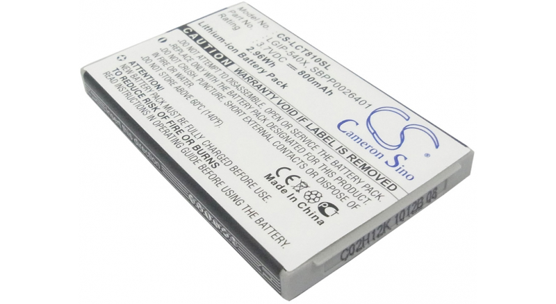 Аккумуляторная батарея LGIP-540X для телефонов, смартфонов LG. Артикул iB-M2186.Емкость (mAh): 800. Напряжение (V): 3,7